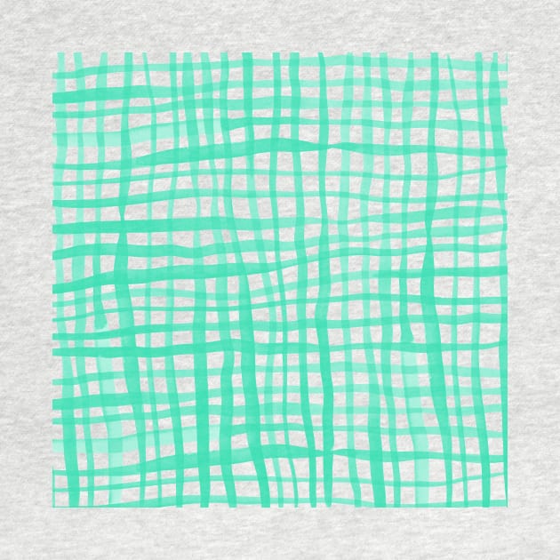 Watercolor doodle gingham - aqua by wackapacka